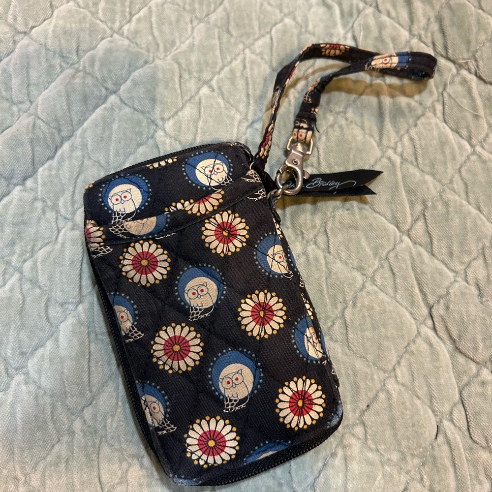 Vera Bradley Navy Owl and Floral Wristlet